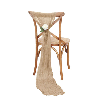 5 Pack Cheesecloth Gauze 16’’x88’’ Chair Sashes Beige - Boho Chair Decorations - Chair Sashes