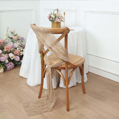 5 Pack Cheesecloth Gauze 16’’x88’’ Chair Sashes Beige - Boho Chair Decorations - Chair Sashes
