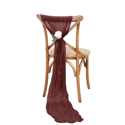 5 Pack Cheesecloth Gauze 16’’x88’’ Chair Sashes Burgundy - Boho Chair Decorations - Chair Sashes