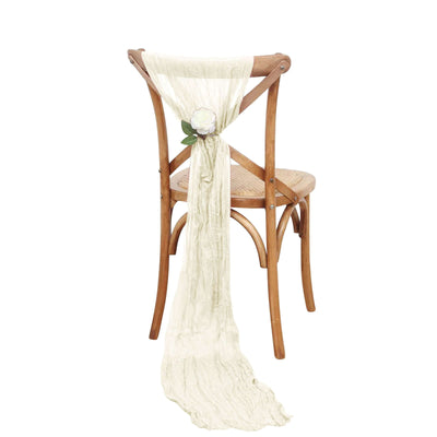 5 Pack Cheesecloth Gauze 16’’x88’’ Chair Sashes Cream - Boho Chair Decorations - Chair Sashes