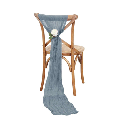 5 Pack Cheesecloth Gauze 16’’x88’’ Chair Sashes Dusty Blue - Boho Chair Decorations - Chair Sashes