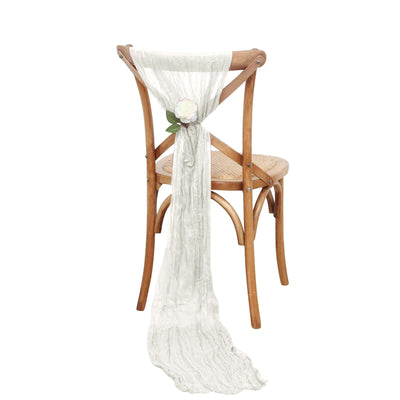 5 Pack Cheesecloth Gauze 16’’x88’’ Chair Sashes Ivory - Stylish Boho Decor for Weddings & Gatherings - Chair Sashes