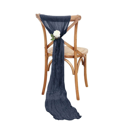 5 Pack Cheesecloth Gauze 16’’x88’’ Chair Sashes Navy Blue - Boho Chair Decorations - Chair Sashes