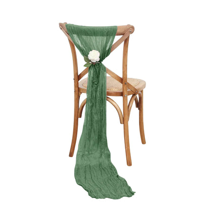 5 Pack Cheesecloth Gauze 16"x88" Chair Sashes Olive Green - Boho Chair Decorations