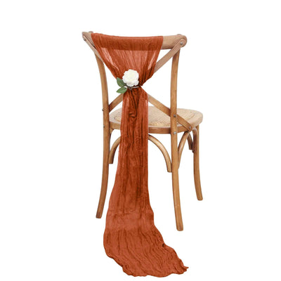 5 Pack Cheesecloth Gauze 16"x88" Chair Sashes Terracotta (Rust) - Boho Chair Decorations