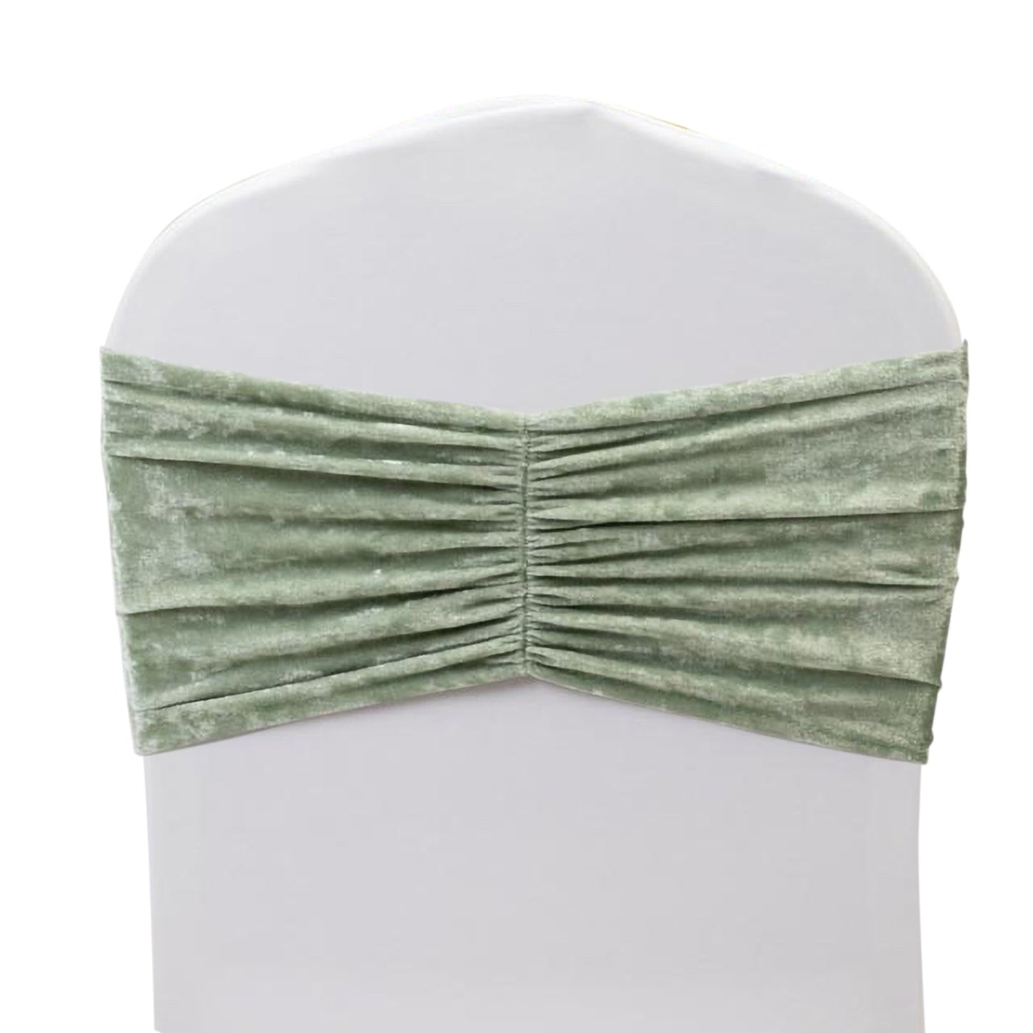 5 Pack Crushed Velvet Chair Bands Sage Green Wide Ruffle Style - Textured Chair Sashes for Stunning Event Decor