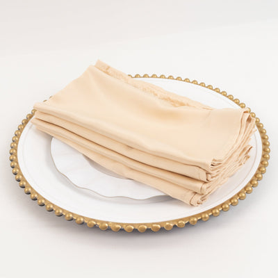 5 Pack Lamour Satin 20’’x20’’ Napkins Beige - Soft Matte Finish Dinner Napkins - Napkins