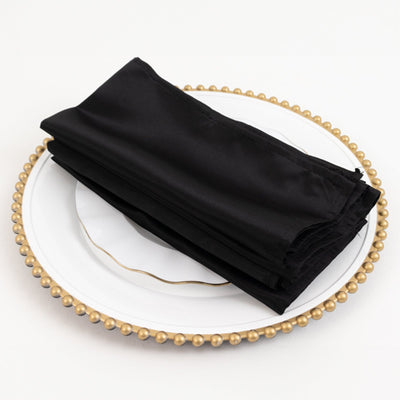 5 Pack Lamour Satin 20’’x20’’ Napkins Black - Exquisite Dinner Napkins with Soft Matte Finish for Weddings & Events