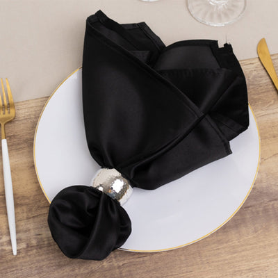 5 Pack Lamour Satin 20’’x20’’ Napkins Black - Exquisite Dinner Napkins with Soft Matte Finish for Weddings & Events