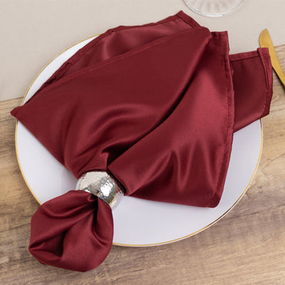 5 Pack Lamour Satin 20’’x20’’ Napkins Burgundy - Soft Matte Finish Dinner Napkins - Napkins