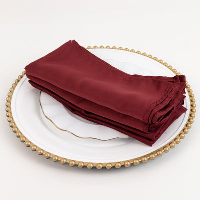 5 Pack Lamour Satin 20’’x20’’ Napkins Burgundy - Soft Matte Finish Dinner Napkins - Napkins
