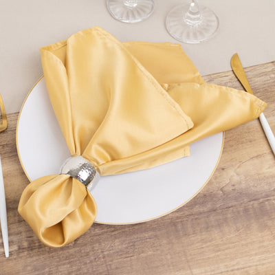 5 Pack Lamour Satin 20’’x20’’ Napkins Champagne - Soft Matte Finish Dinner Napkins - Napkins