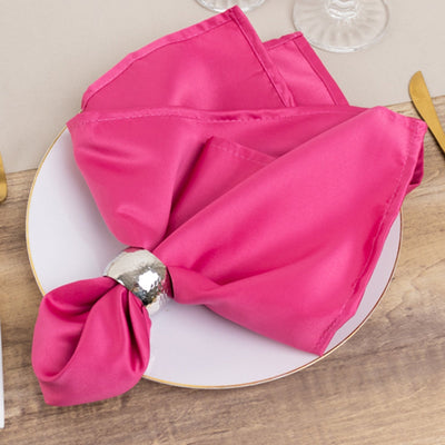5 Pack Lamour Satin 20’’x20’’ Napkins Fuchsia - Soft Matte Finish Dinner Napkins - Napkins