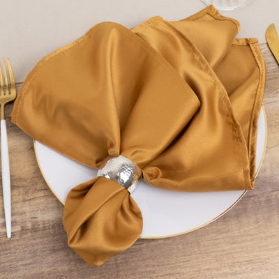 5 Pack Lamour Satin 20’’x20’’ Napkins Gold - Exquisite Dinner Napkins with Soft Matte Finish for Weddings & Events