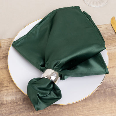 5 Pack Lamour Satin 20’’x20’’ Napkins Hunter Emerald Green - Soft Matte Finish Dinner Napkins - Napkins
