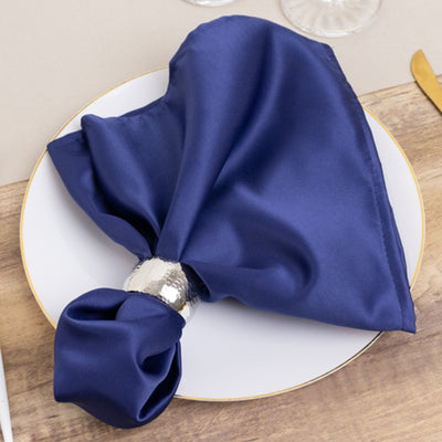5 Pack Lamour Satin 20’’x20’’ Napkins Navy Blue - Soft Matte Finish Dinner Napkins - Napkins