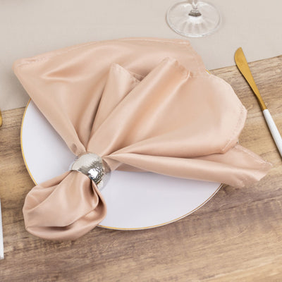 5 Pack Lamour Satin 20’’x20’’ Napkins Nude - Soft Matte Finish Dinner Napkins - Napkins