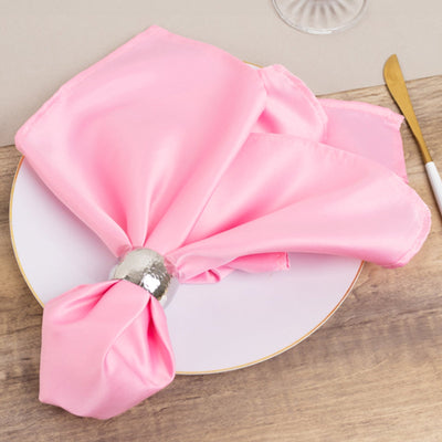 5 Pack Lamour Satin 20’’x20’’ Napkins Pink - Soft Matte Finish Dinner Napkins - Napkins