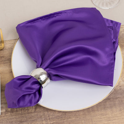5 Pack Lamour Satin 20’’x20’’ Napkins Purple - Soft Matte Finish Dinner Napkins - Napkins