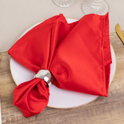 5 Pack Lamour Satin 20’’x20’’ Napkins Red - Soft Matte Finish Dinner Napkins - Napkins