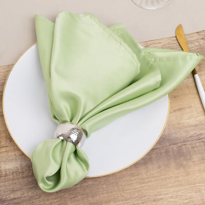 5 Pack Lamour Satin 20’’x20’’ Napkins Sage Green - Soft Matte Finish Dinner Napkins - Napkins