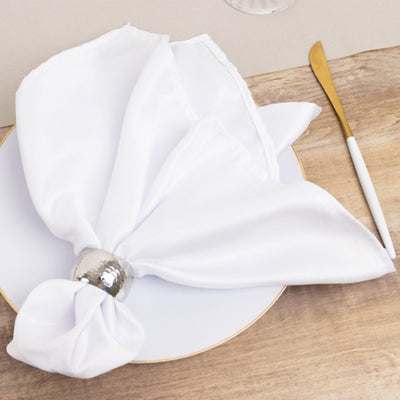 5 Pack Lamour Satin 20’’x20’’ Napkins White - Exquisite Dinner Napkins with Soft Matte Finish for Weddings & Events