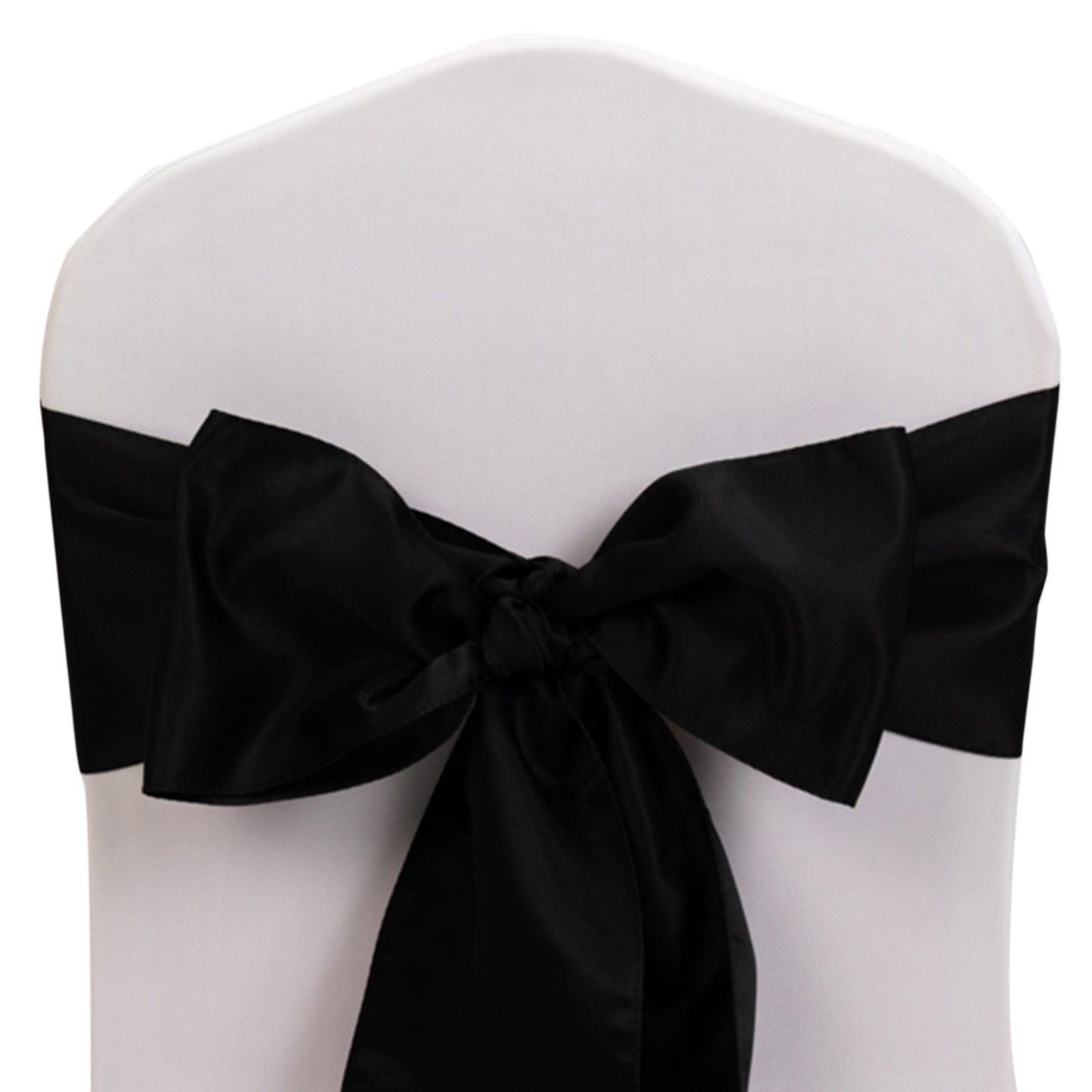 5 Pack Lamour Satin 6"x106" Chair Sashes Black - Stylish Reusable Decorative Bows for Weddings & Gatherings
