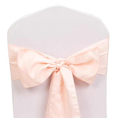 5 Pack Lamour Satin 6’’x106’’ Chair Sashes Blush - Stylish Reusable Decorative Bows - Chair Sashes