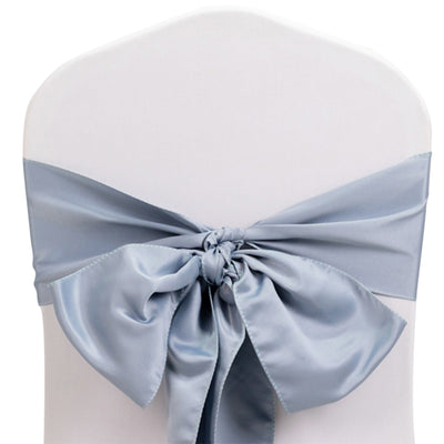 5 Pack Lamour Satin 6’’x106’’ Chair Sashes Dusty Blue - Stylish Reusable Decorative Bows - Chair Sashes