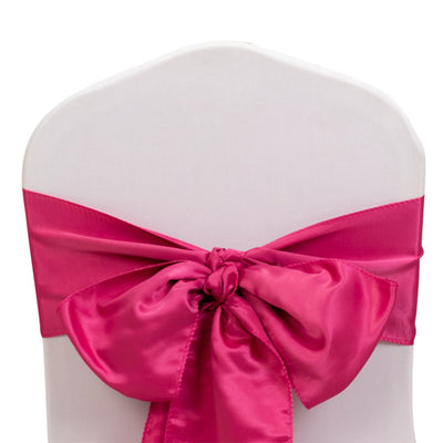 5 Pack Lamour Satin 6’’x106’’ Chair Sashes Fuchsia - Stylish Reusable Decorative Bows - Chair Sashes