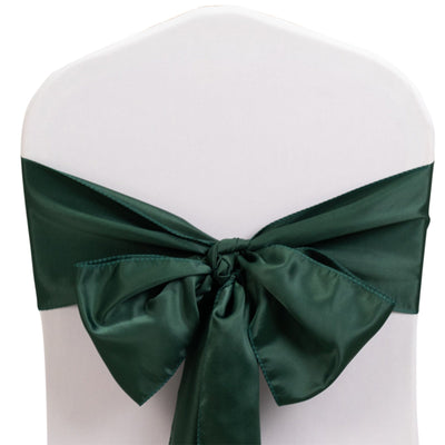 5 Pack Lamour Satin 6’’x106’’ Chair Sashes Hunter Emerald Green - Stylish Reusable Decorative Bows - Chair Sashes