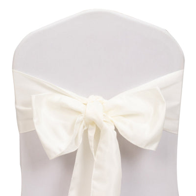 5 Pack Lamour Satin 6’’x106’’ Chair Sashes Ivory - Stylish Reusable Decorative Bows - Chair Sashes