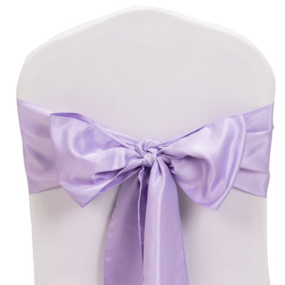 5 Pack Lamour Satin 6’’x106’’ Chair Sashes Lavender Lilac - Stylish Reusable Decorative Bows - Chair Sashes