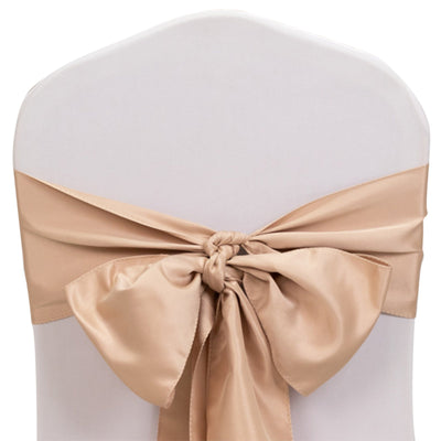 5 Pack Lamour Satin 6’’x106’’ Chair Sashes Nude - Stylish Reusable Decorative Bows - Chair Sashes