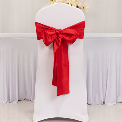 5 Pack Lamour Satin 6’’x106’’ Chair Sashes Red - Stylish Reusable Decorative Bows - Chair Sashes