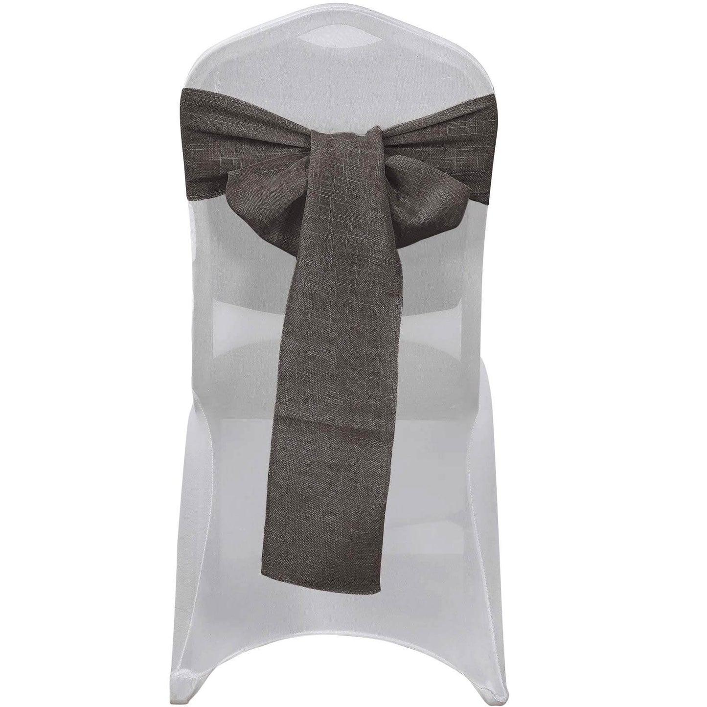 5 Pack Linen Chair Sashes 6"x108" Slubby Textured Charcoal Gray - Durable Wrinkle-Resistant Decor