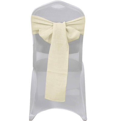 5 Pack Linen Chair Sashes 6"x108" Slubby Textured Ivory - Durable Wrinkle-Resistant Decor