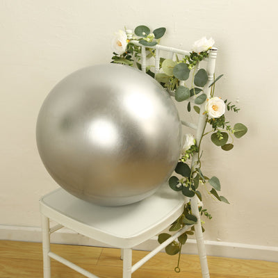 5 Pack Metallic Chrome Silver Biodegradable Balloons 36’’ Large Round Eco-friendly Thickened Latex Party Balloons