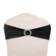5 Pack Metallic Spandex Chair Sashes Black - Stretch Fit Chair Bands With Round Diamond Buckles for Glamorous Event Decor