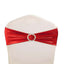 5 Pack Metallic Spandex Chair Sashes Red - Stretch Fit Chair Bands With Round Diamond Buckles