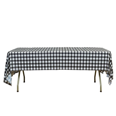 5-Pack Plastic Table Covers Black Checkered Rectangle - Durable PVC Disposable Covers for Events 54’’x108’’
