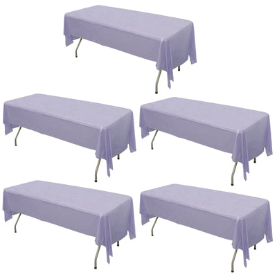 5-Pack Plastic Table Covers Lavender Lilac Rectangle - Reliable PVC Disposable Covers for Gatherings 54’’x108’’