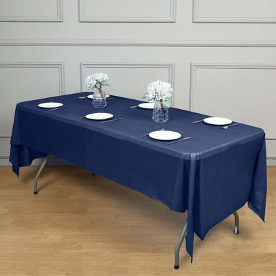 5-Pack Plastic Table Covers Navy Blue Rectangle - Reliable PVC Disposable Covers for Gatherings 54’’x108’’ - Tablecloths