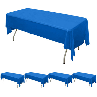 5-Pack Plastic Table Covers Royal Blue Rectangle - Reliable PVC Disposable Covers for Gatherings 54’’x108’’