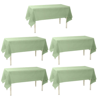 5-Pack Plastic Table Covers Sage Green Rectangle - Reliable PVC Disposable Covers for Gatherings 54’’x108’’