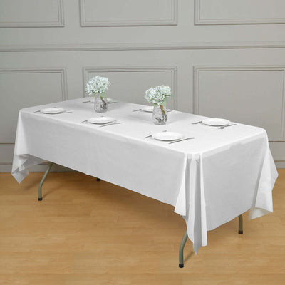 5-Pack Plastic Table Covers White Rectangle - Reliable PVC Disposable Covers for Gatherings 54’’x108’’ - Tablecloths