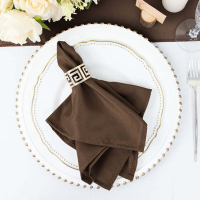 5 Pack Polyester 17"x17" Napkins Chocolate - Durable & Wrinkle Resistant Dinner Napkins
