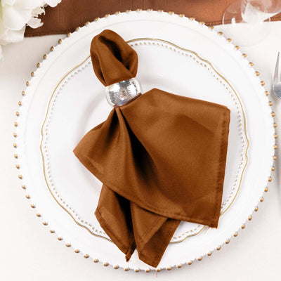 5 Pack Polyester 17’’x17’’ Napkins Cinnamon Brown - Durable & Wrinkle Resistant Dinner Napkins - Napkins