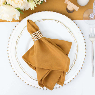 5 Pack Polyester 17’’x17’’ Napkins Gold - Durable & Wrinkle Resistant Dinner Napkins for Everyday Dining & Events