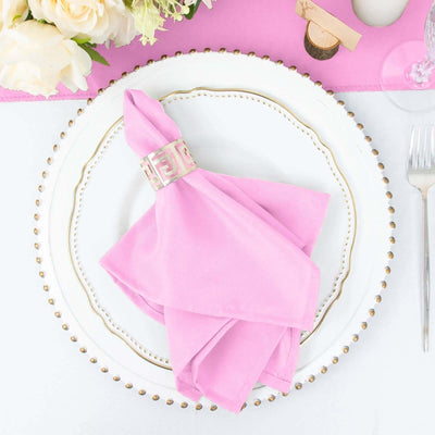 5 Pack Polyester 17’’x17’’ Napkins Pink - Durable & Wrinkle Resistant Dinner Napkins - Napkins